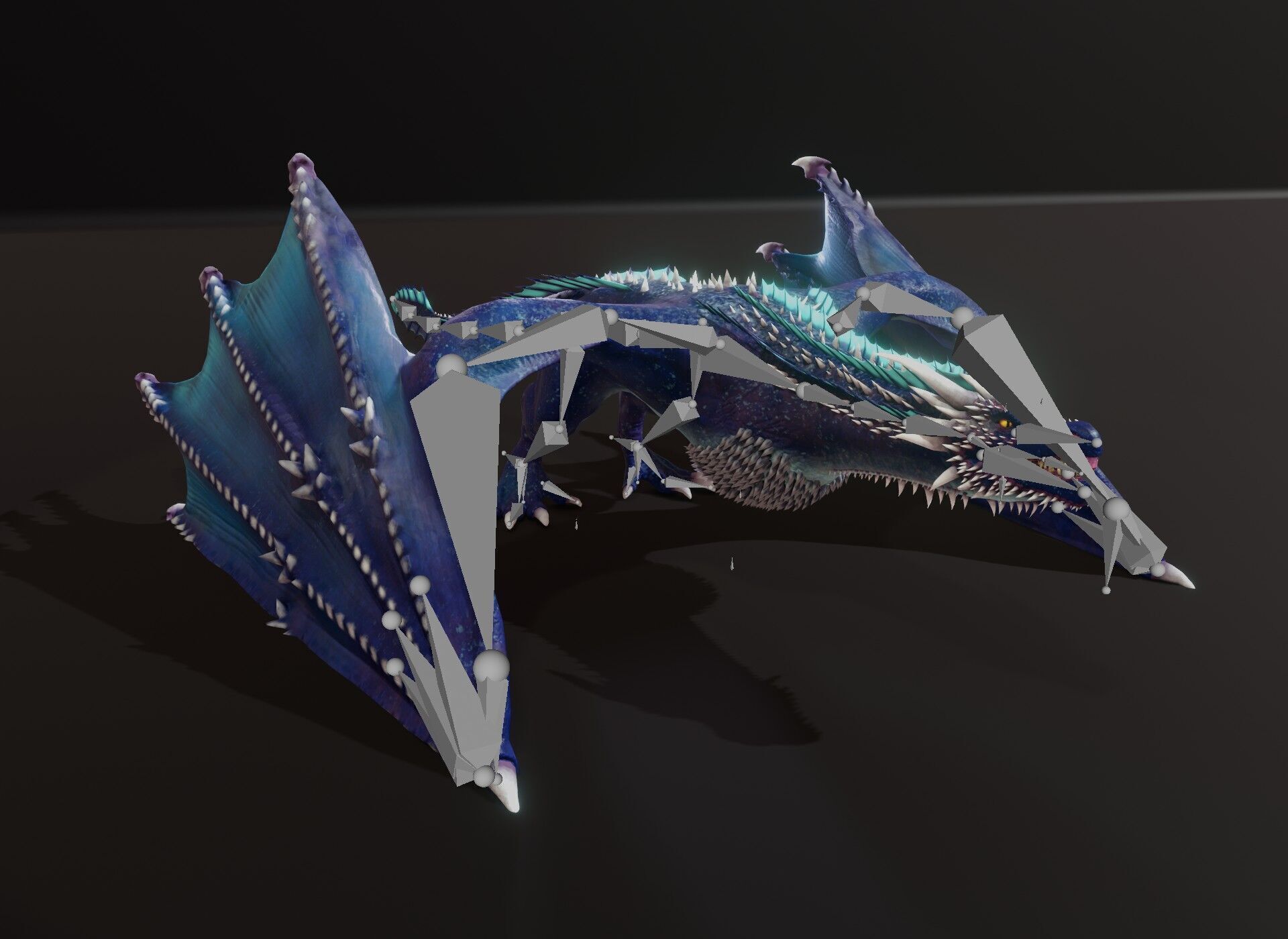 Realistic Blue Wyvern Animated Game-ready 3D Model Low-poly 3D model_24