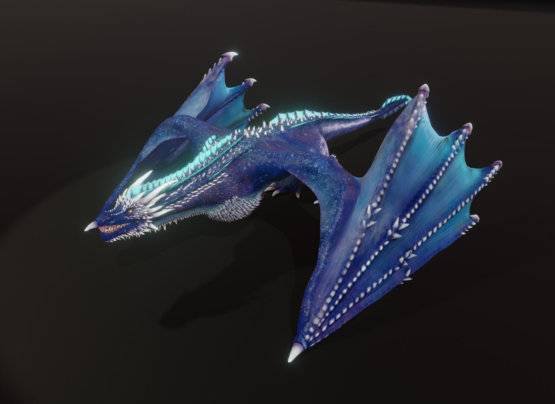 Realistic Blue Wyvern Animated Game-ready 3D Model Low-poly 3D model_6