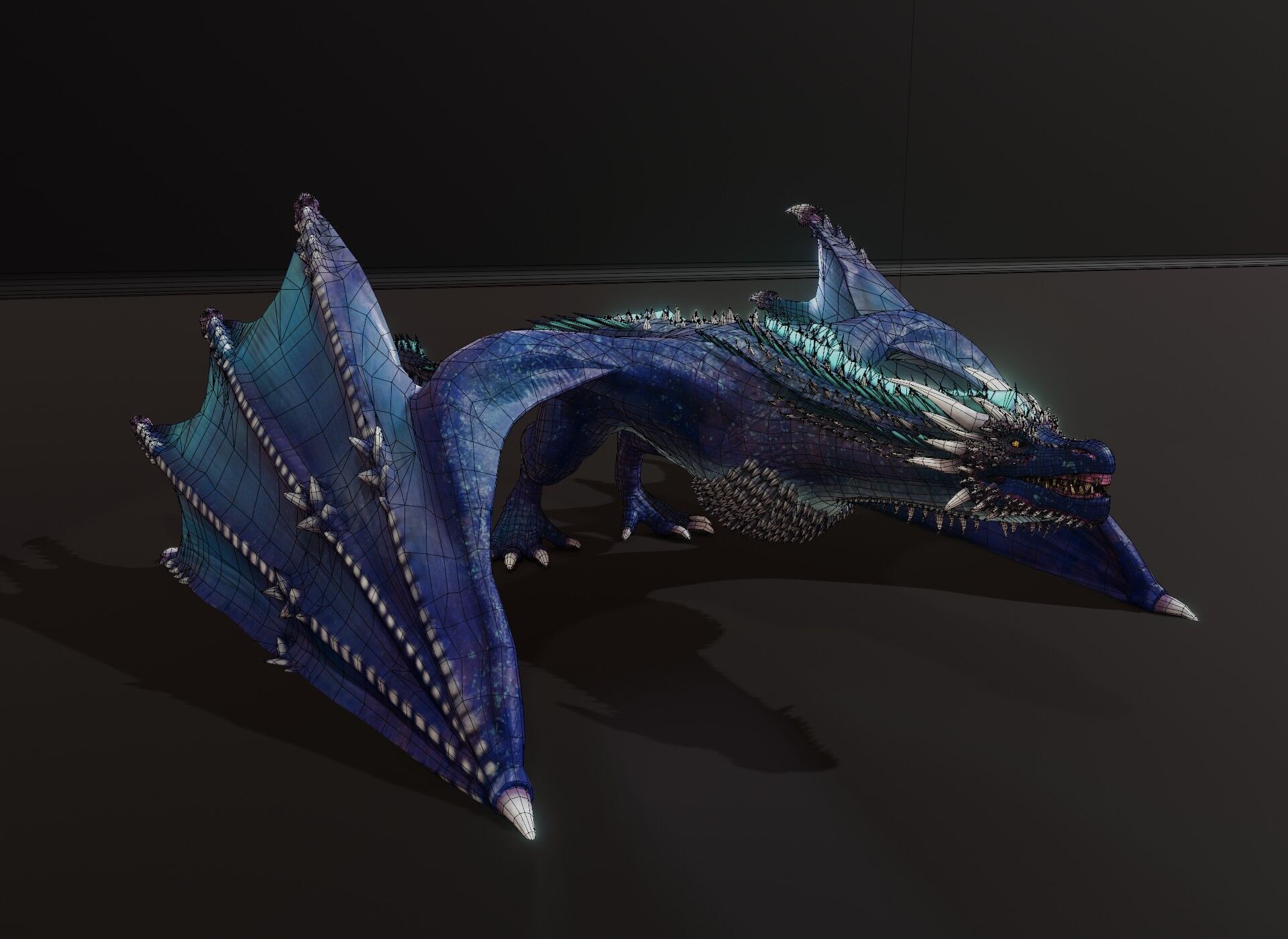 Realistic Blue Wyvern Animated Game-ready 3D Model Low-poly 3D model_23