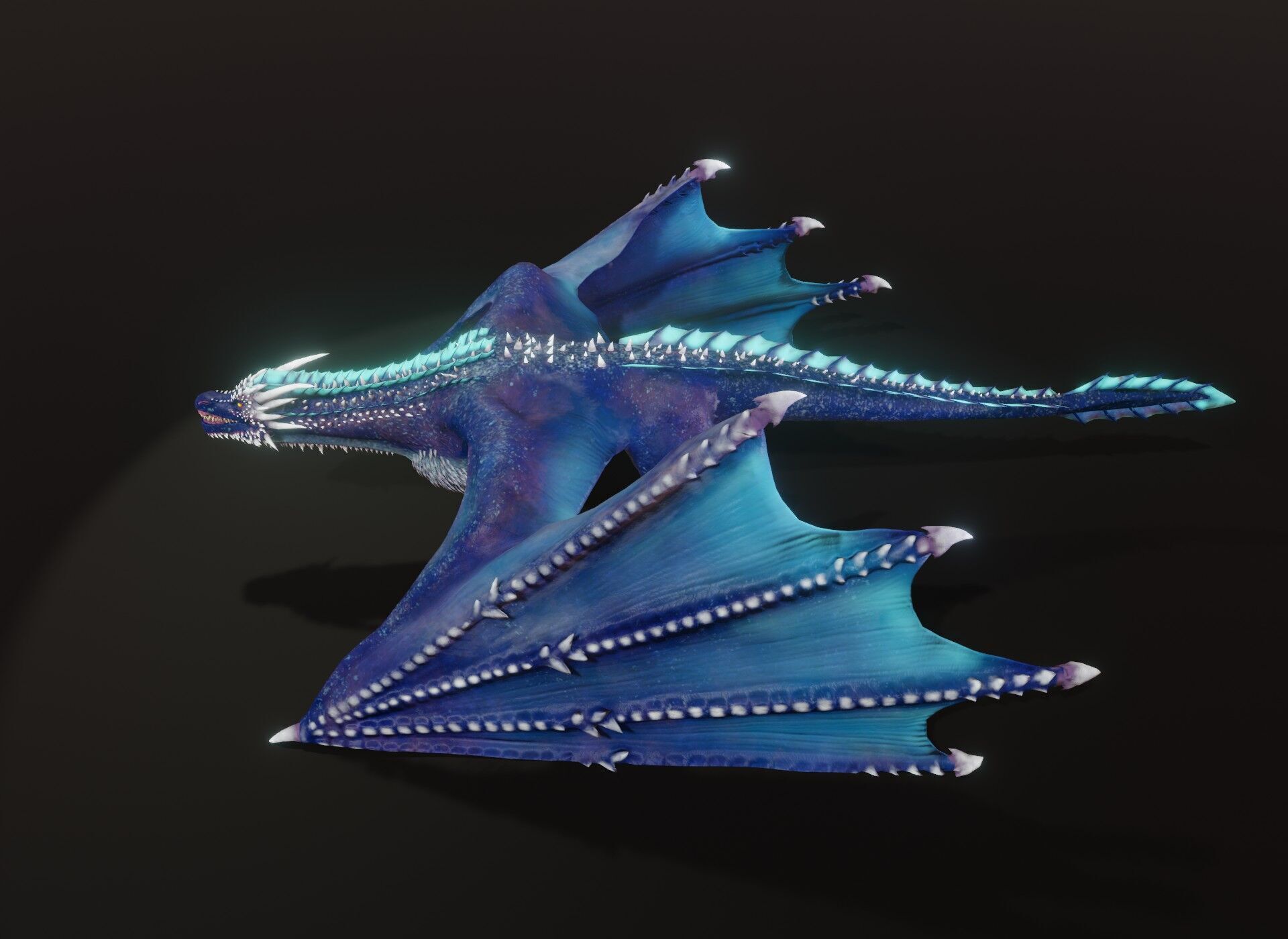 Realistic Blue Wyvern Animated Game-ready 3D Model Low-poly 3D model_14