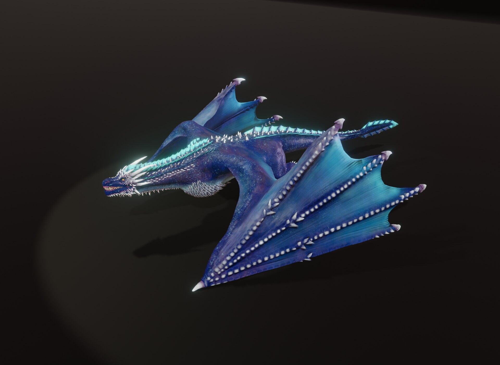 Realistic Blue Wyvern Animated Game-ready 3D Model Low-poly 3D model_8