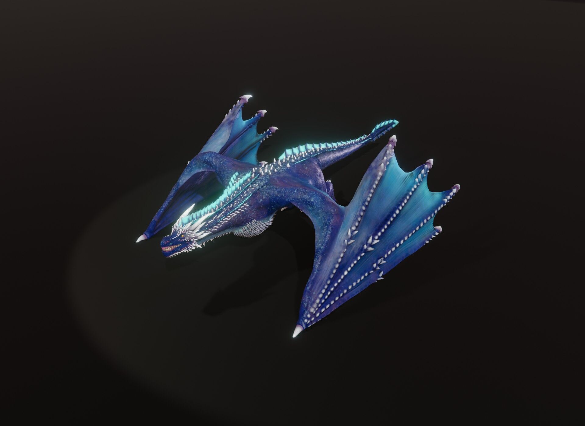 Realistic Blue Wyvern Animated Game-ready 3D Model Low-poly 3D model_12