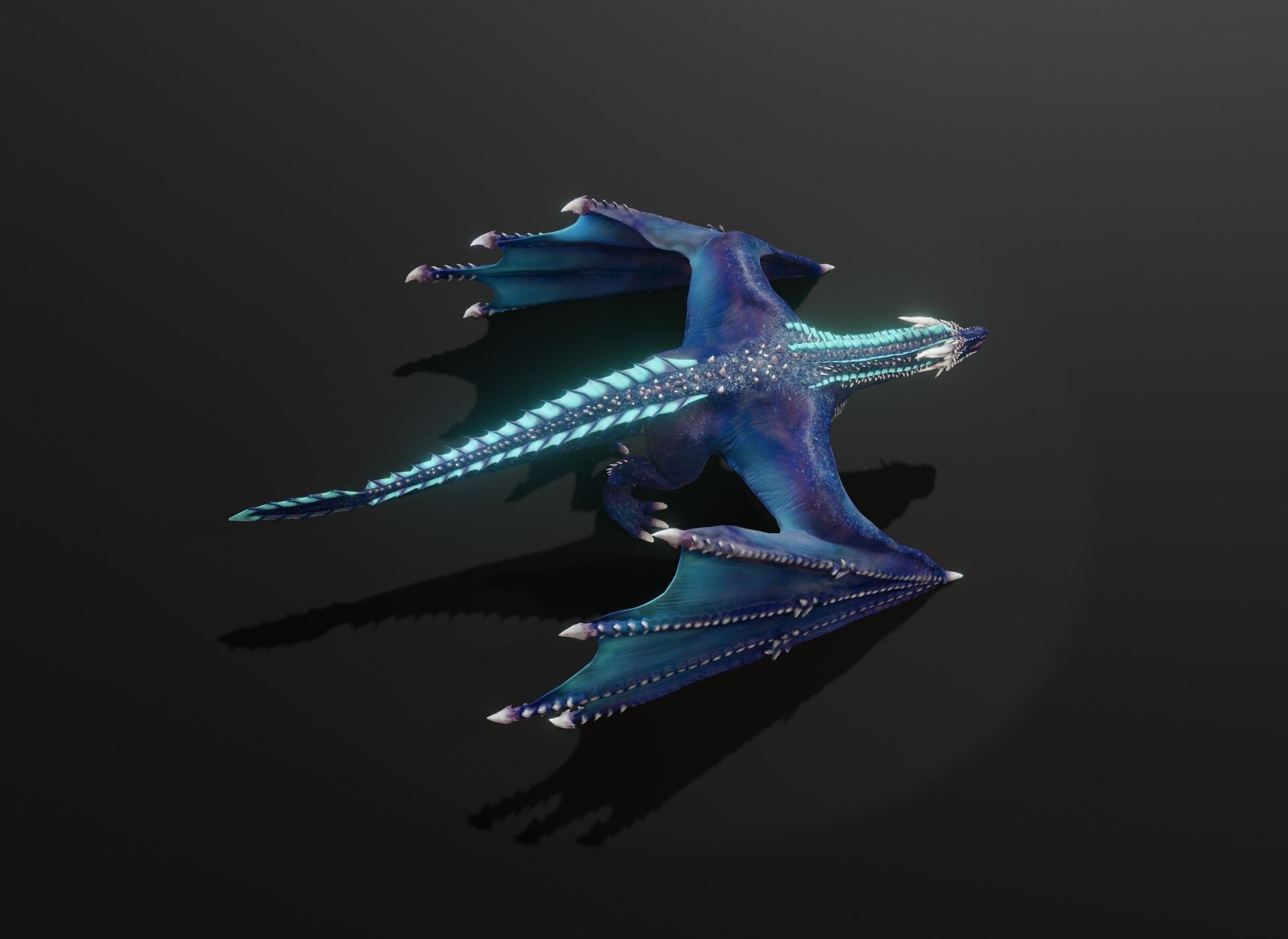 Realistic Blue Wyvern Animated Game-ready 3D Model Low-poly 3D model_9
