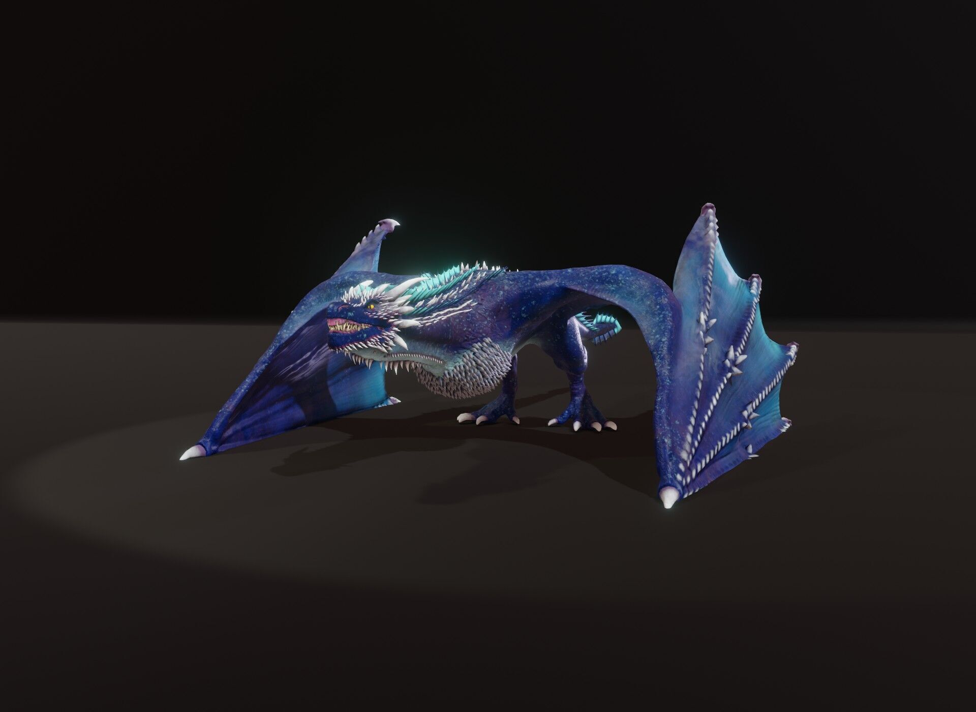 Realistic Blue Wyvern Animated Game-ready 3D Model Low-poly 3D model_19