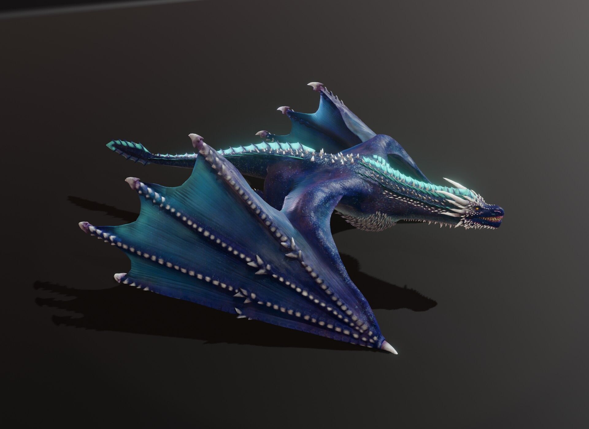 Realistic Blue Wyvern Animated Game-ready 3D Model Low-poly 3D model_20