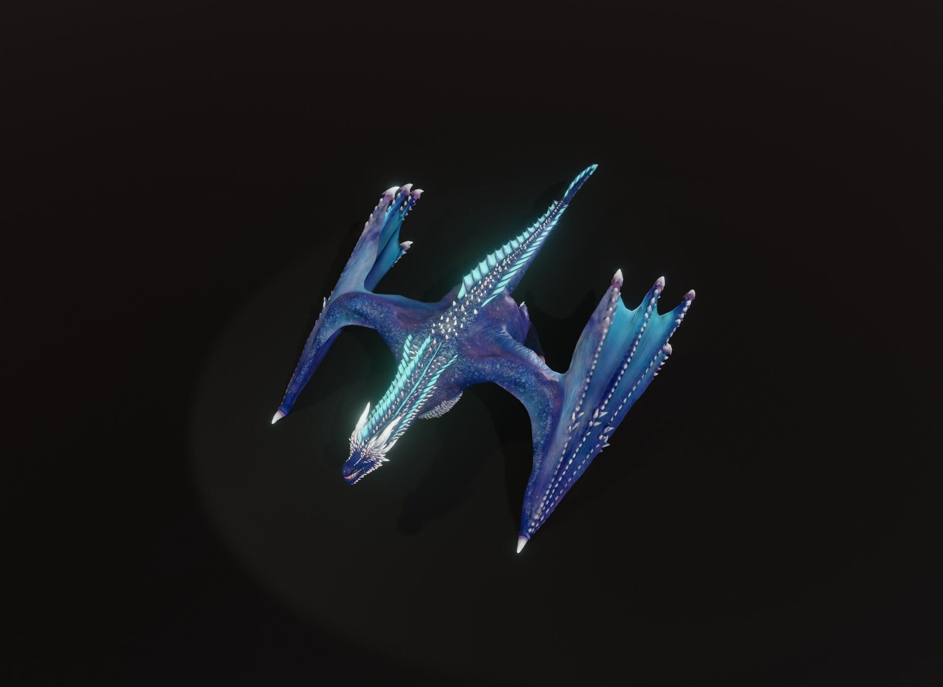 Realistic Blue Wyvern Animated Game-ready 3D Model Low-poly 3D model_15