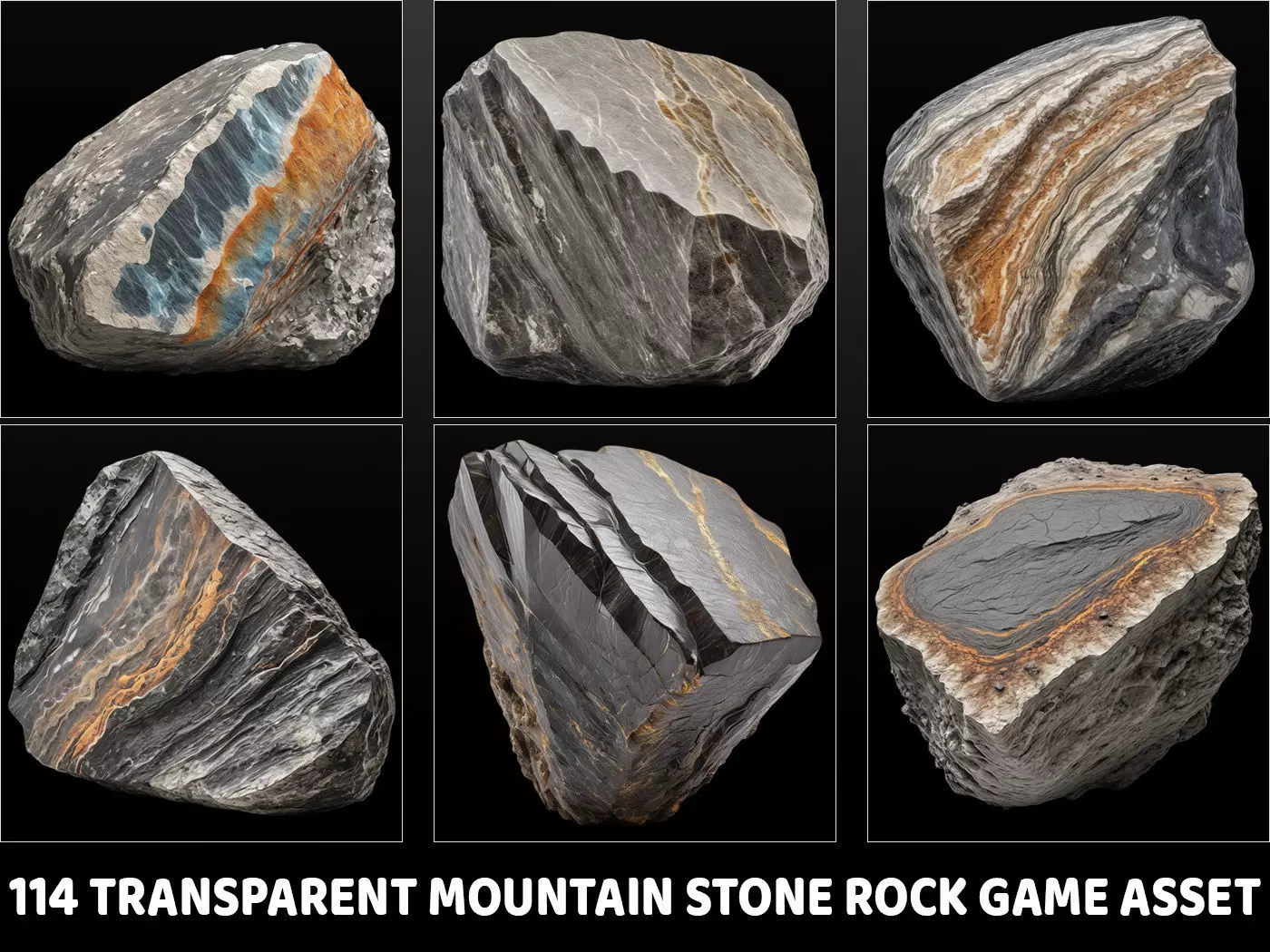 114 Transparent Mountain Stone Rocks Game Assets Texture_0
