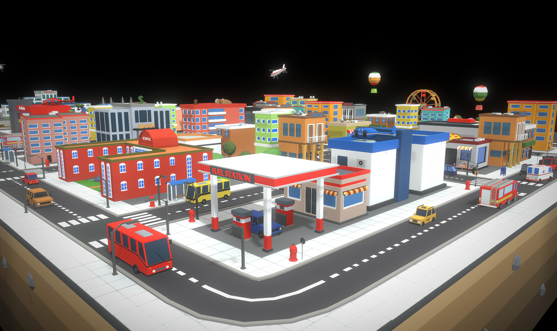 Low Poly City  Low-poly 3D model_3