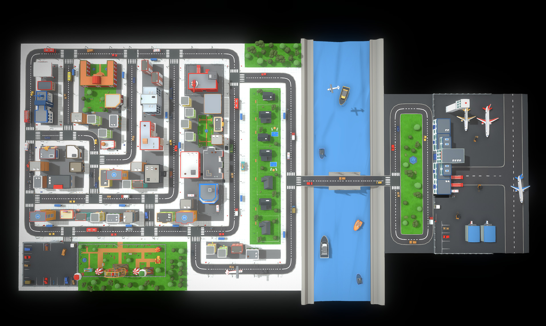 Low Poly City  Low-poly 3D model_1