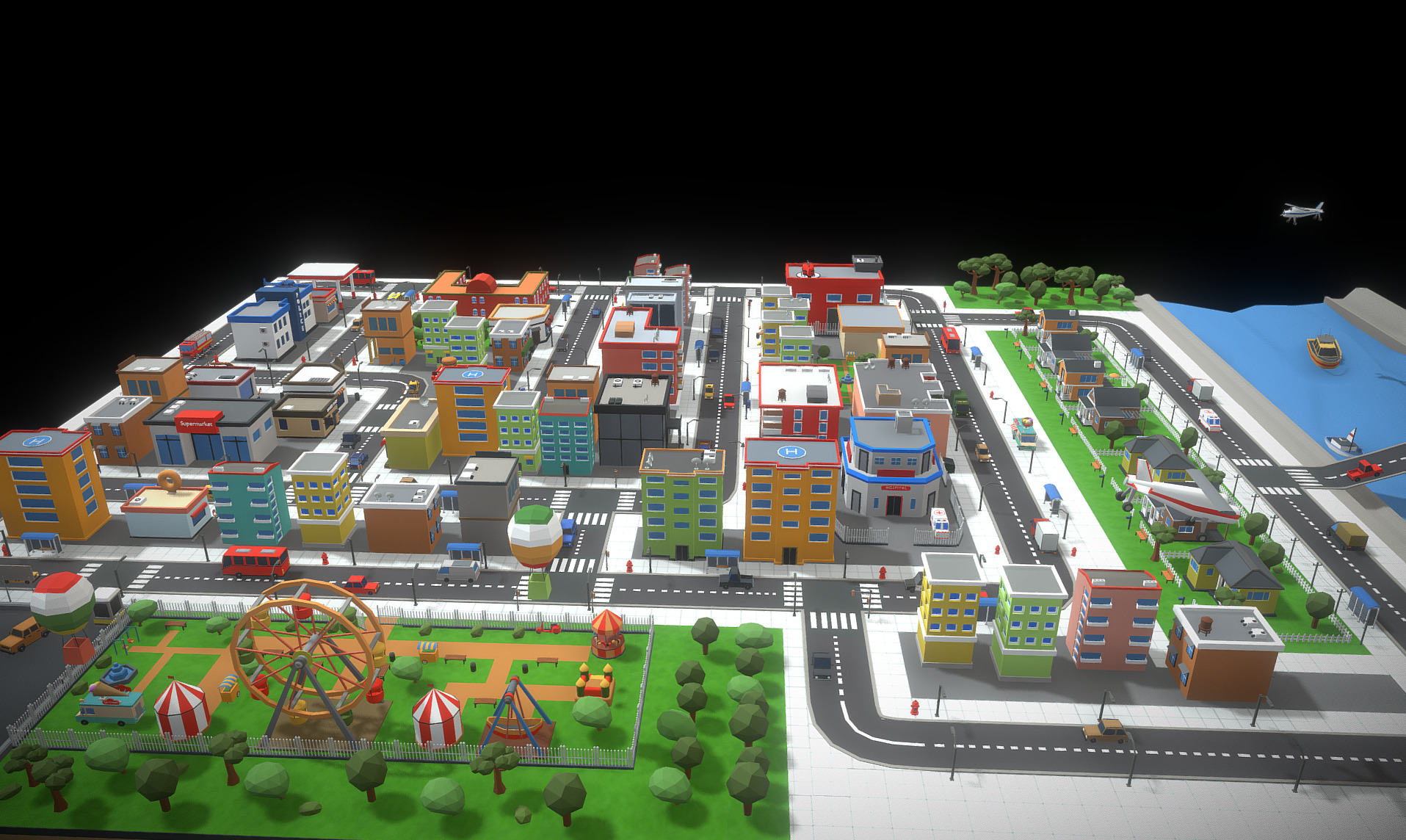Low Poly City  Low-poly 3D model_5