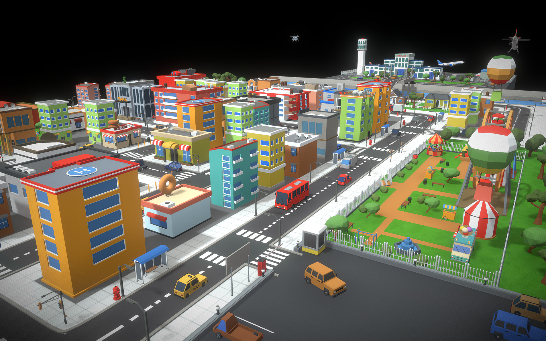 Low Poly City  Low-poly 3D model_2