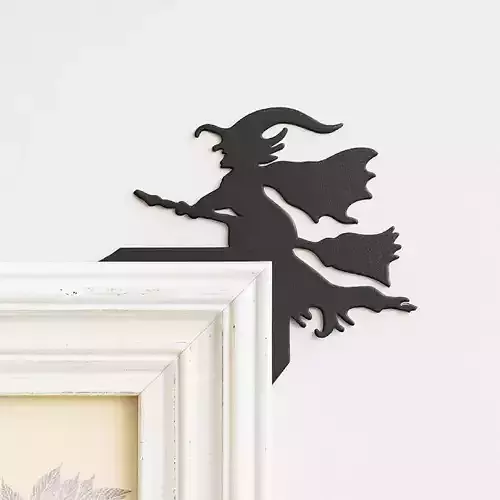 Halloween Door Corner Decor - Flying Witch Shaped 3D print model