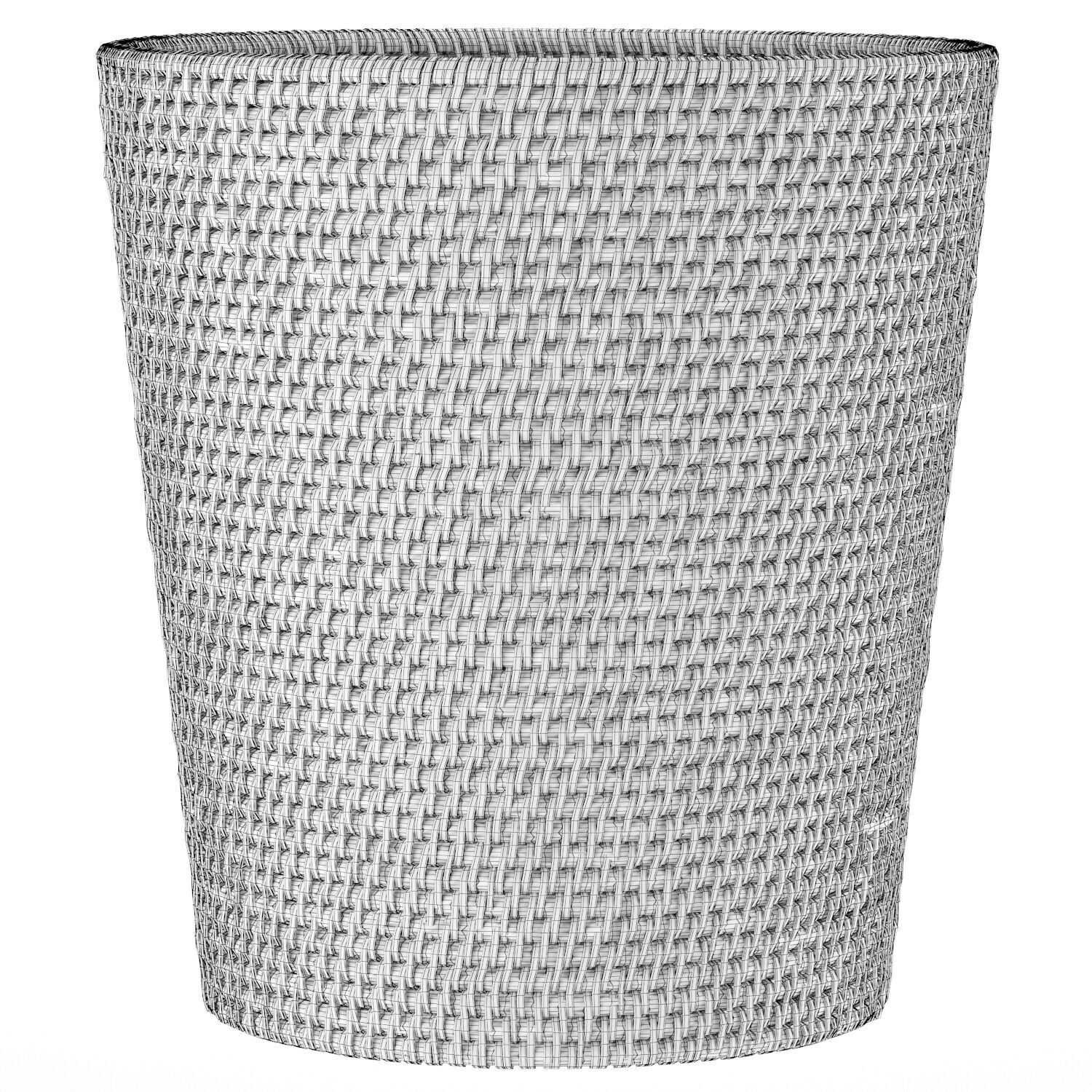 Round rattan waste bin 3D model_2