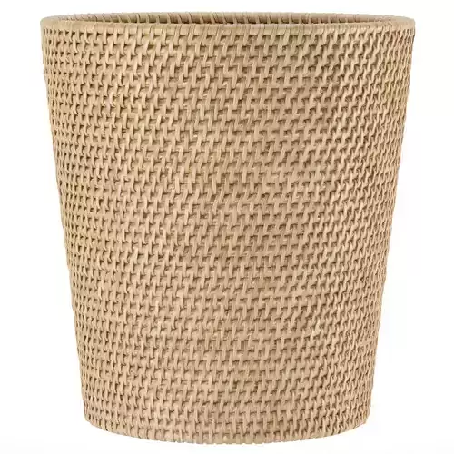 Round rattan waste bin