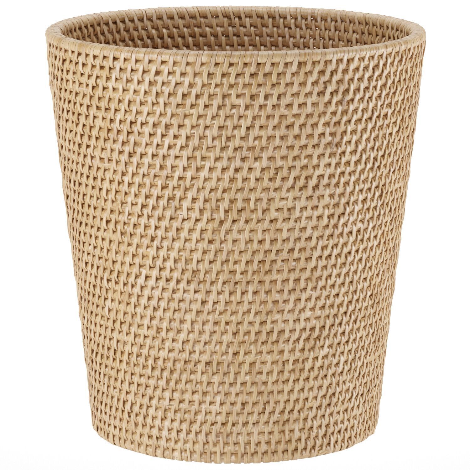 Round rattan waste bin 3D model_1