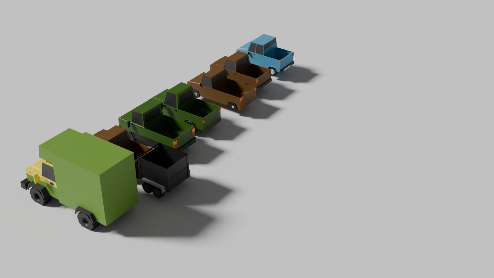 Low Poly Pickup Trucks Pack   Game Ready Low-poly 3D model_1