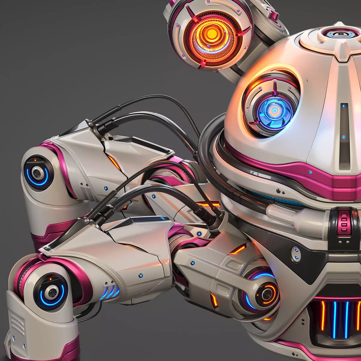 Sci-Fi Quadruped Robot - Rigged 3D model_0