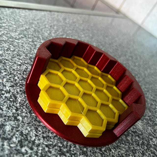 Honeycomb Coaster Set -  4 pcs with Holder - Honey - Bee Theme 3D print model_4