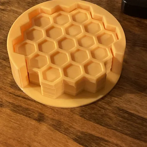 Honeycomb Coaster Set -  4 pcs with Holder - Honey - Bee Theme 3D print model_6