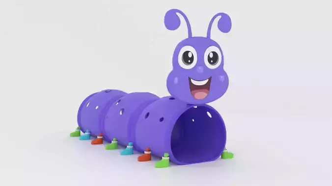 Caterpillar Play Tunnel Cartoon 3D Model
