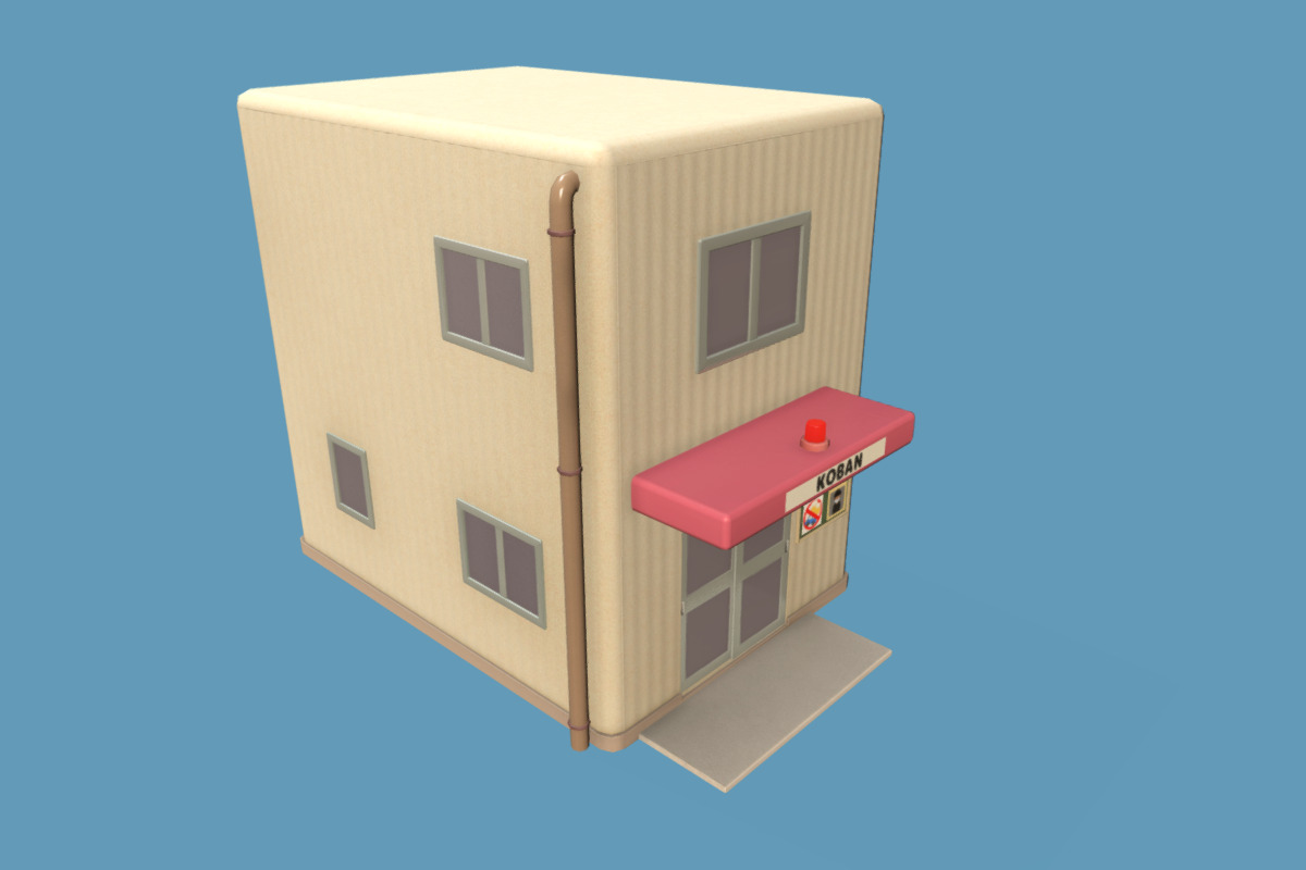 Cute Police Box -KOBAN- Set Low-poly 3D model_13