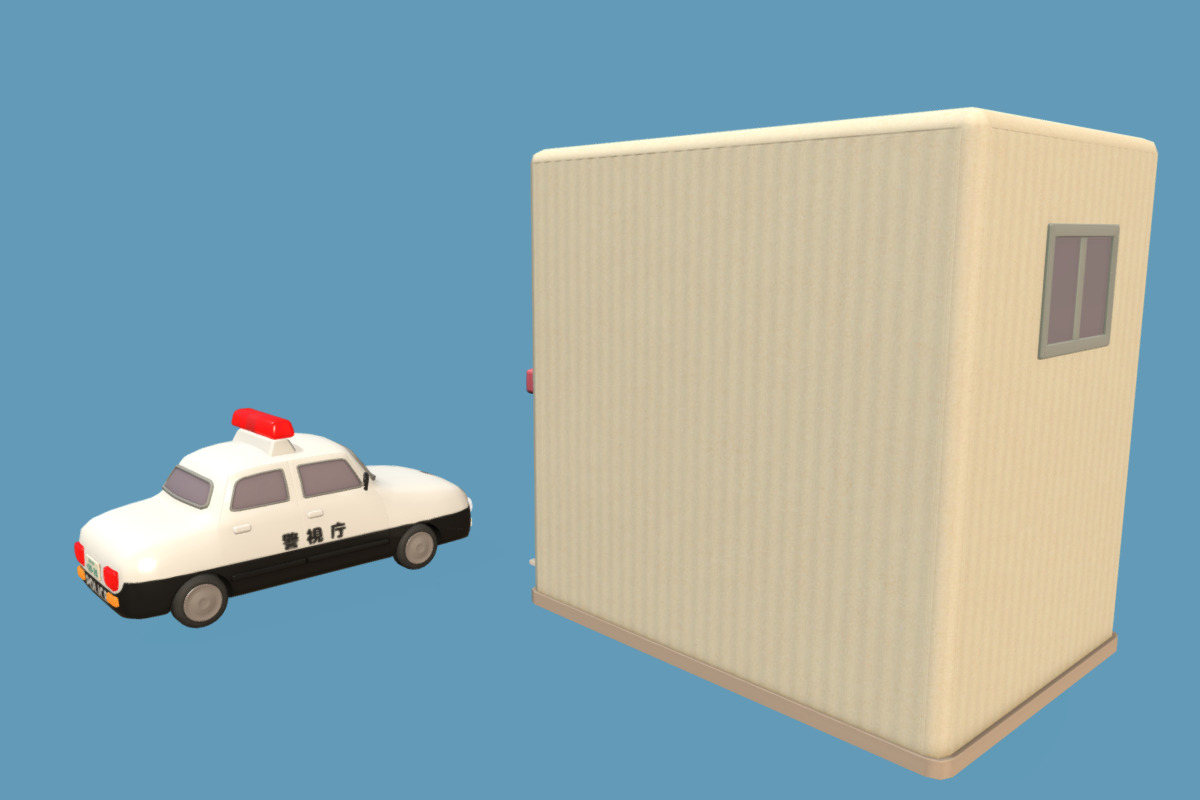 Cute Police Box -KOBAN- Set Low-poly 3D model_3