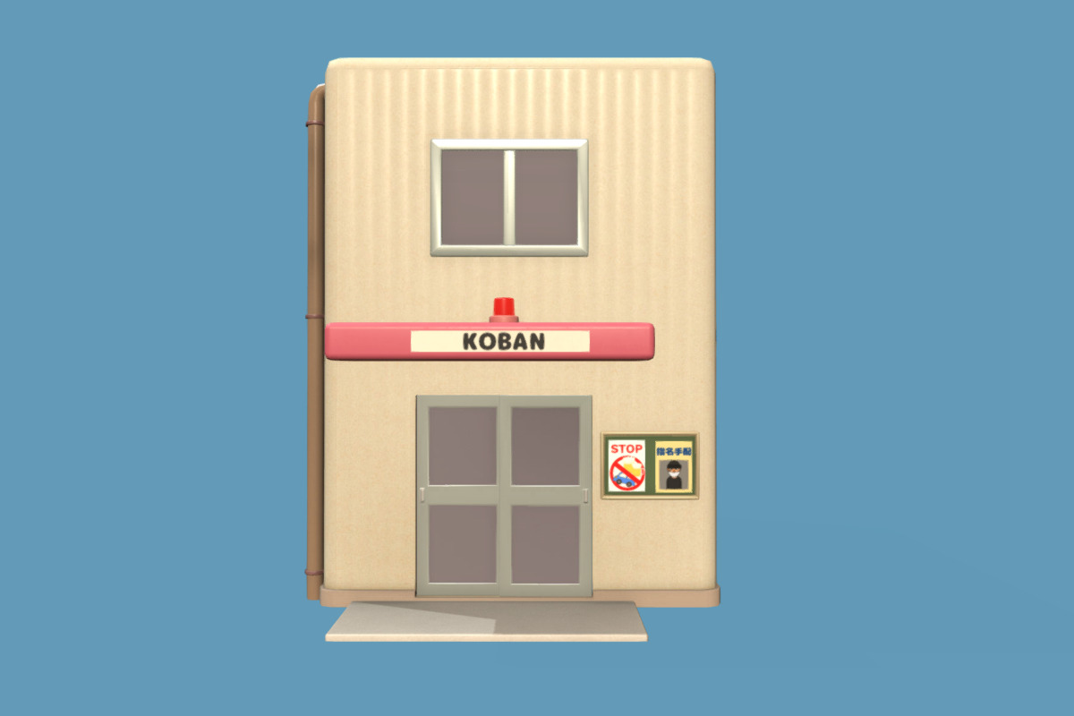 Cute Police Box -KOBAN- Set Low-poly 3D model_7