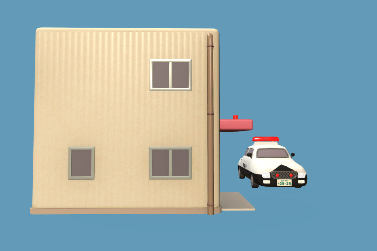 Cute Police Box -KOBAN- Set Low-poly 3D model_5