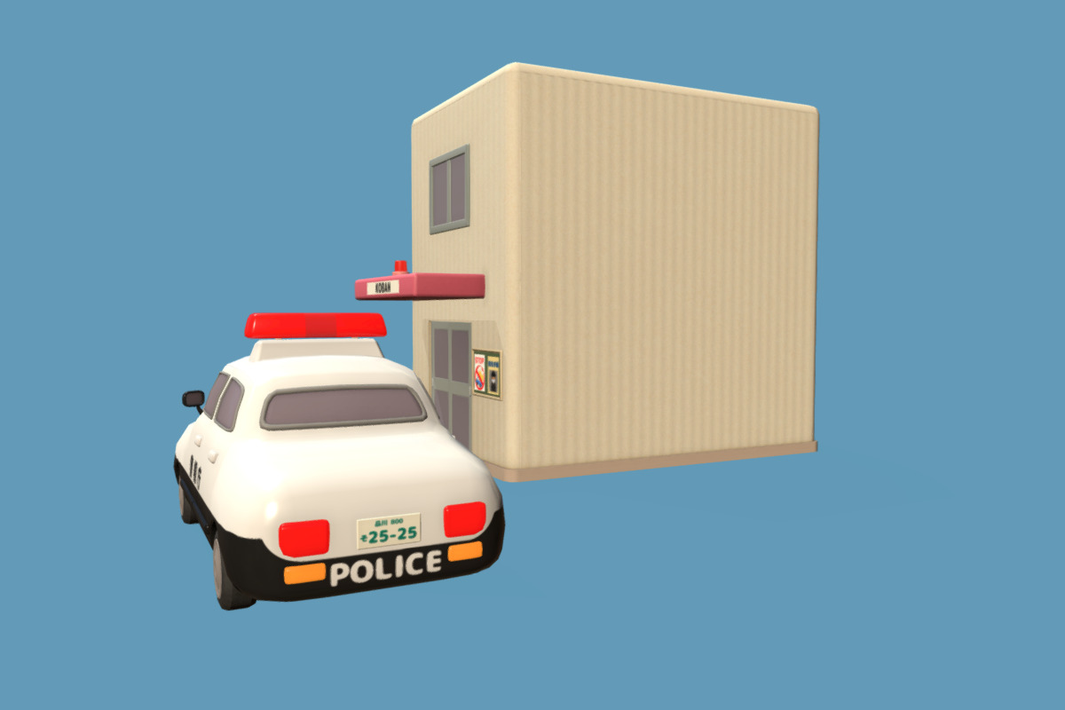 Cute Police Box -KOBAN- Set Low-poly 3D model_2