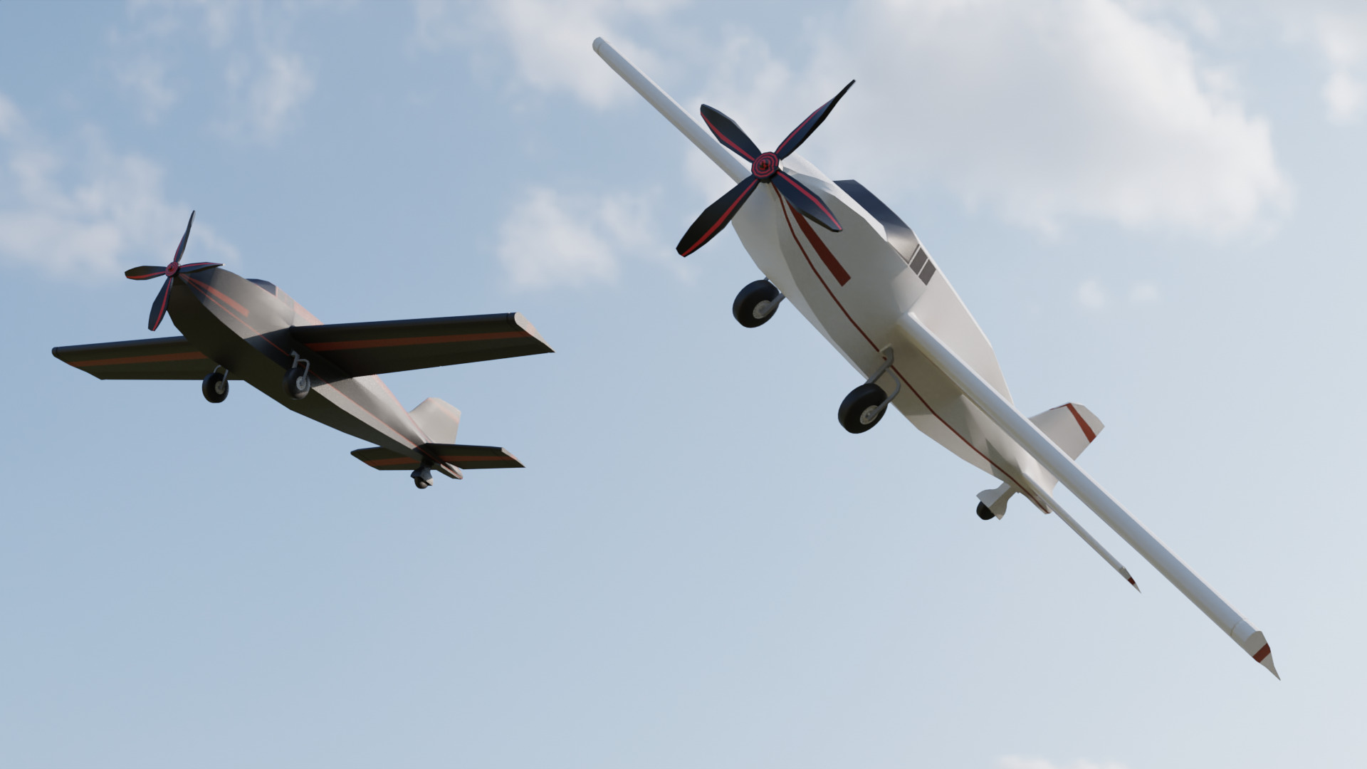 LowPoly Cartoon Propeller Plane Blender 3D Model Low-poly 3D model_1