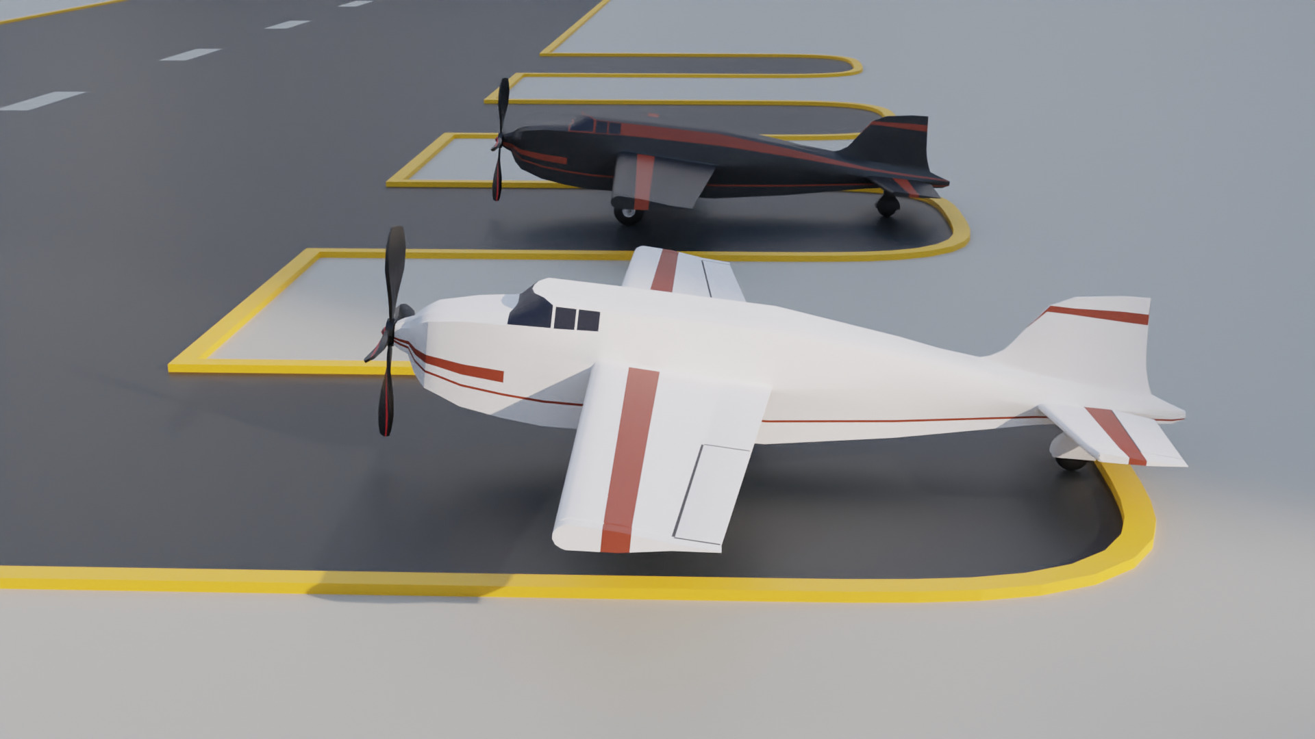 LowPoly Cartoon Propeller Plane Blender 3D Model Low-poly 3D model_2
