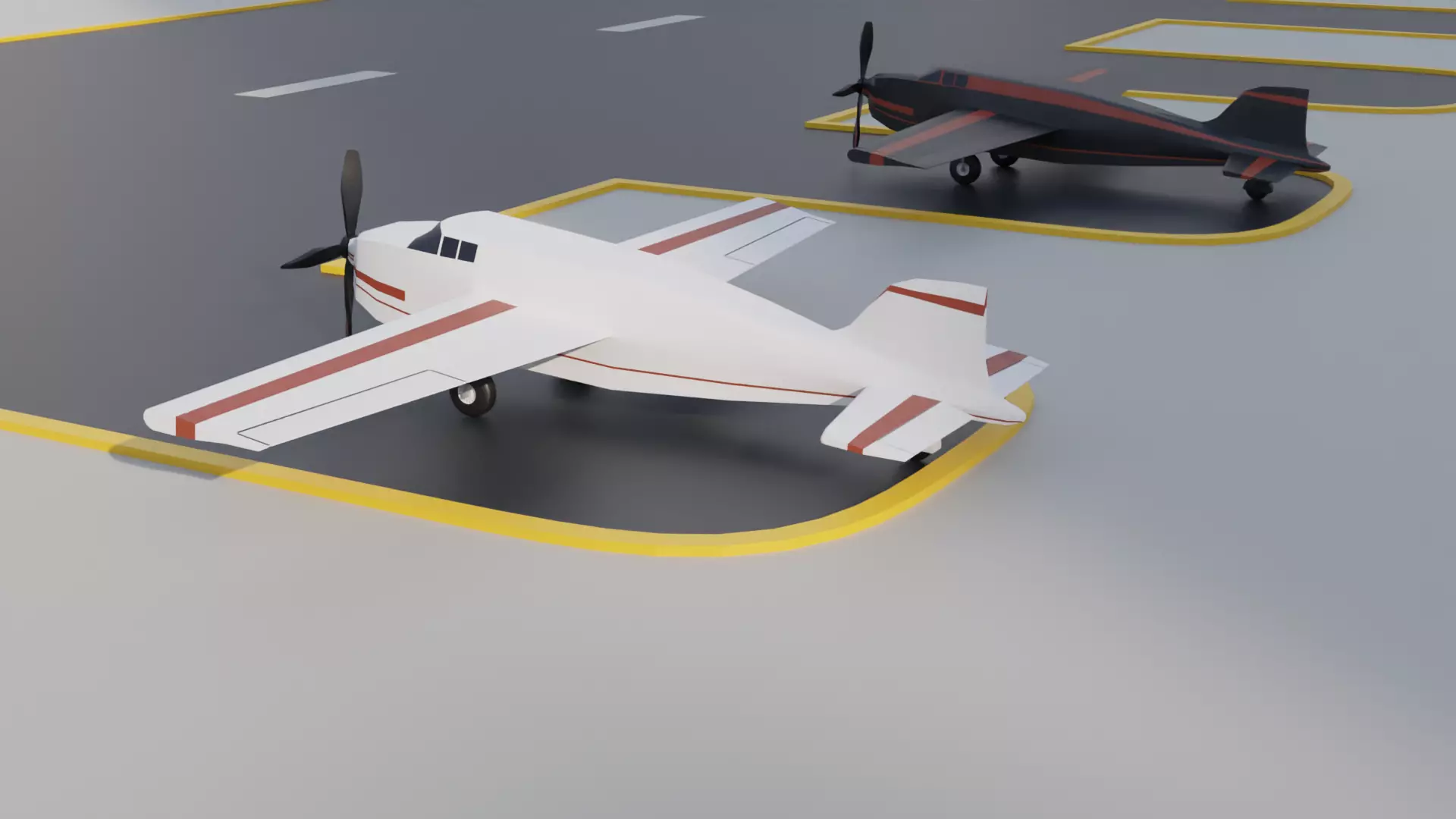 LowPoly Cartoon Propeller Plane Blender 3D Model Low-poly 3D model_0