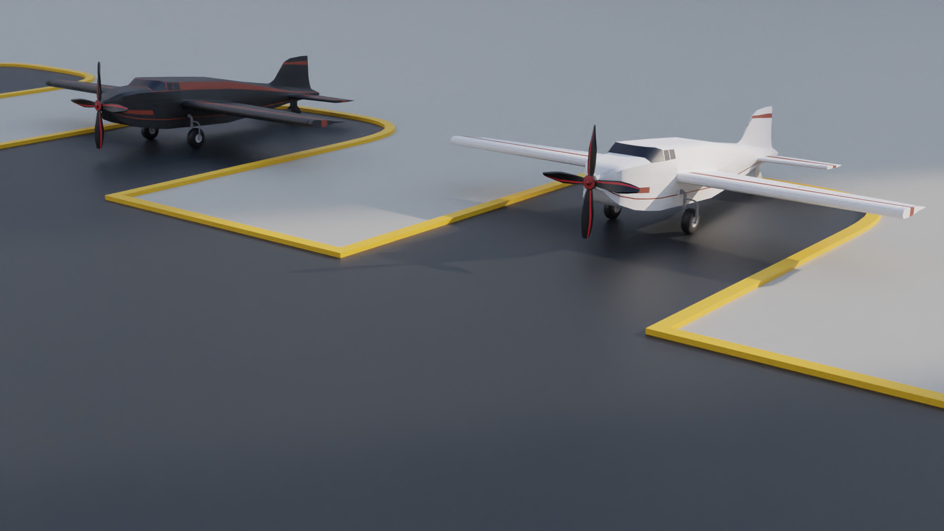 LowPoly Cartoon Propeller Plane Blender 3D Model Low-poly 3D model_3