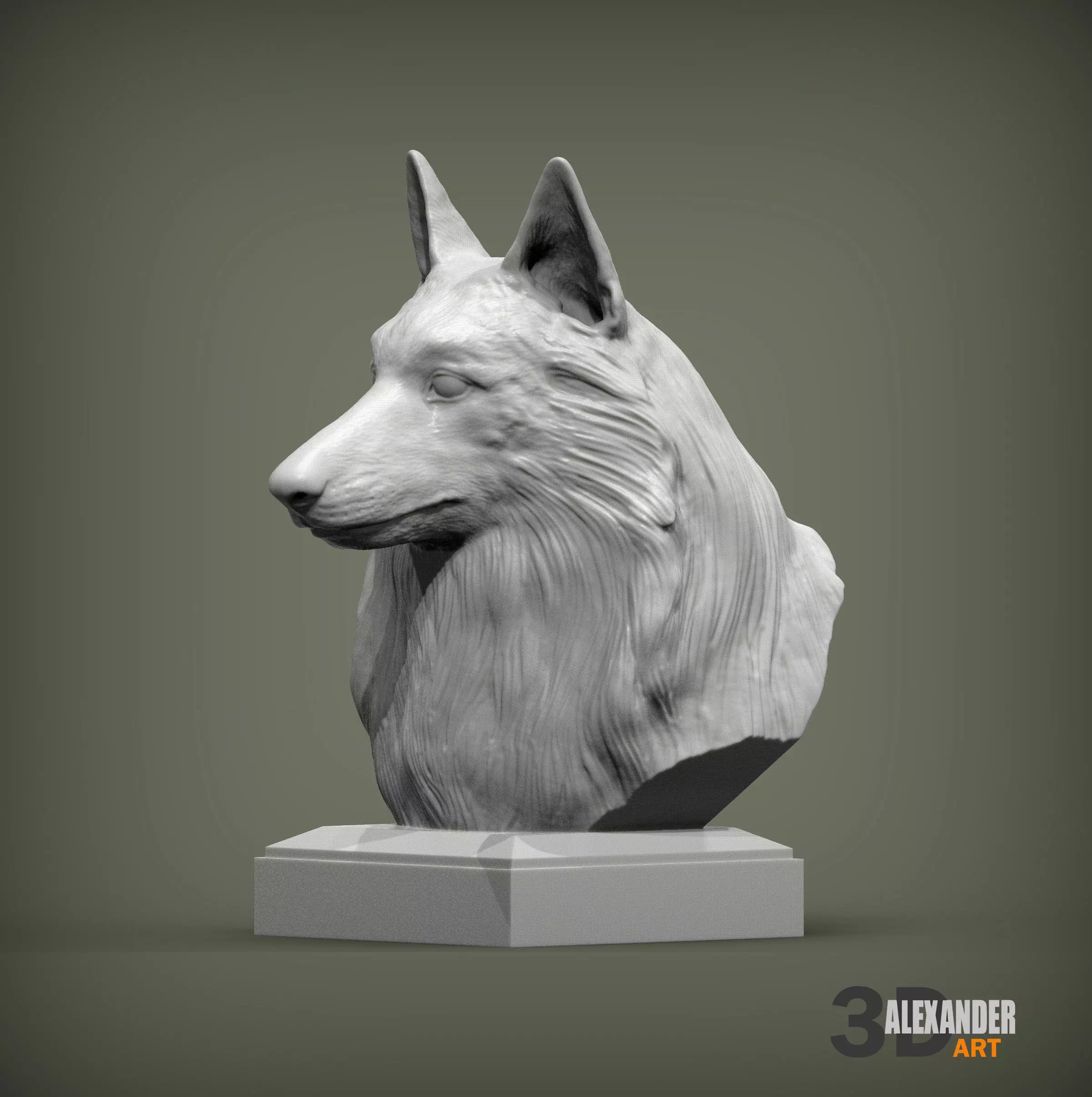 Belgian Shepherd Bust 3D print model