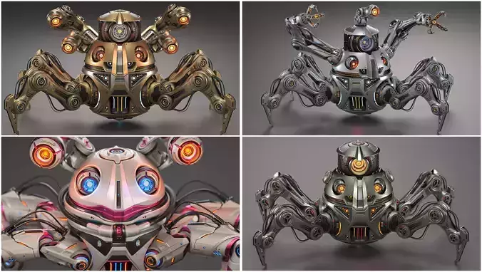 Sci-Fi Quadruped Mech pack 3D Model Collection