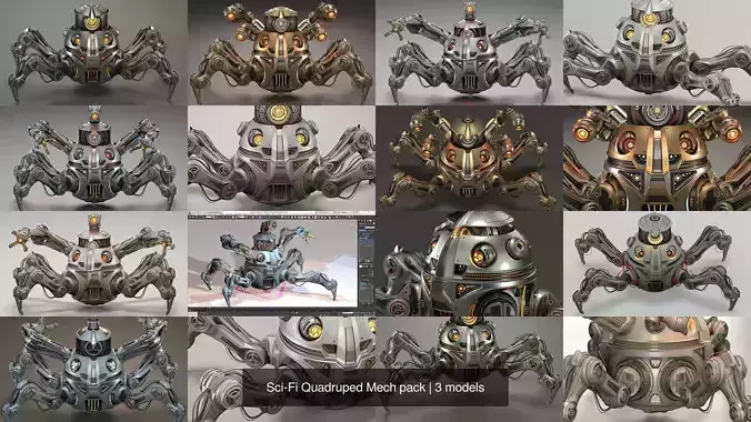 Sci-Fi Quadruped Mech pack