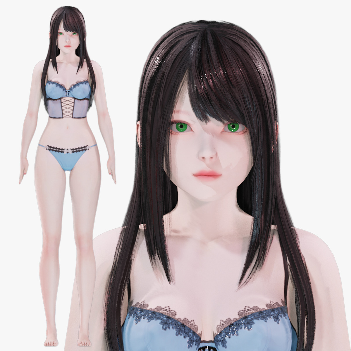 Lingerie clothes 0005 - Rig -Unreal - Unity - Blender - Animated Low-poly 3D model_47