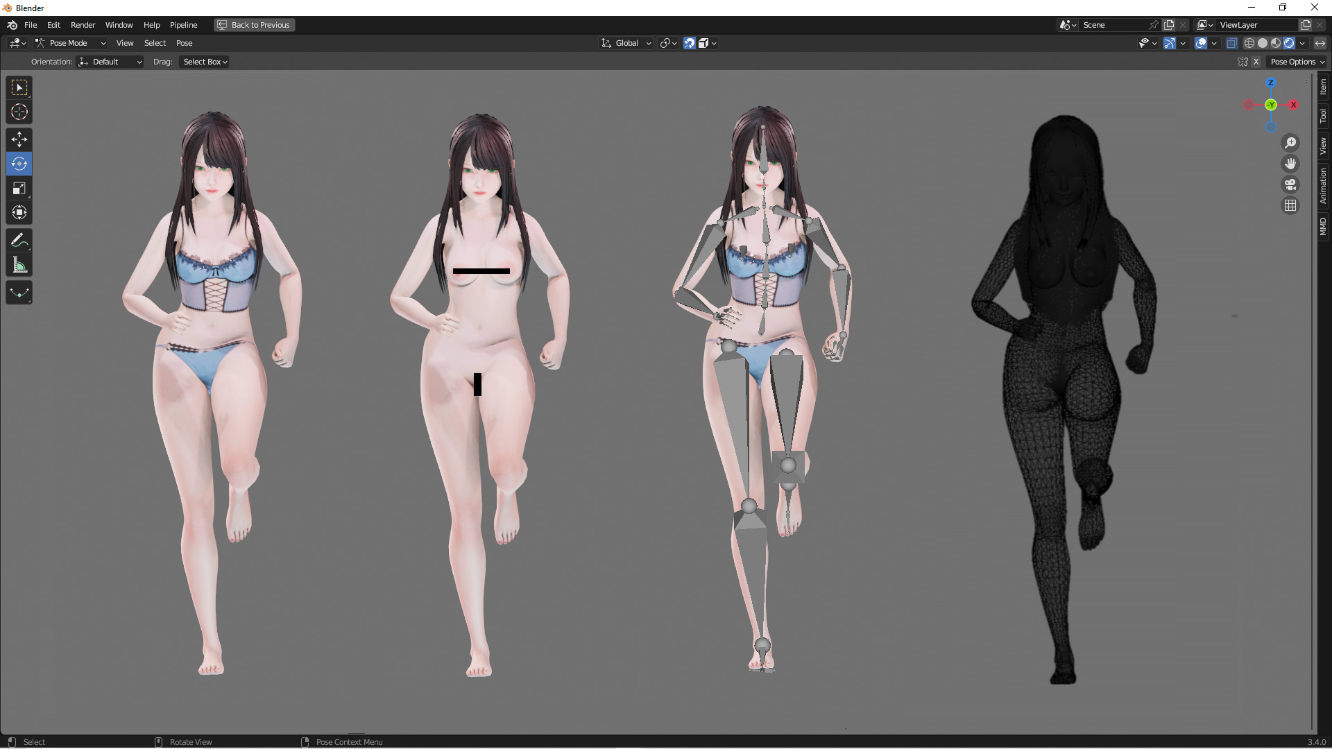 Lingerie clothes 0005 - Rig -Unreal - Unity - Blender - Animated Low-poly 3D model_5