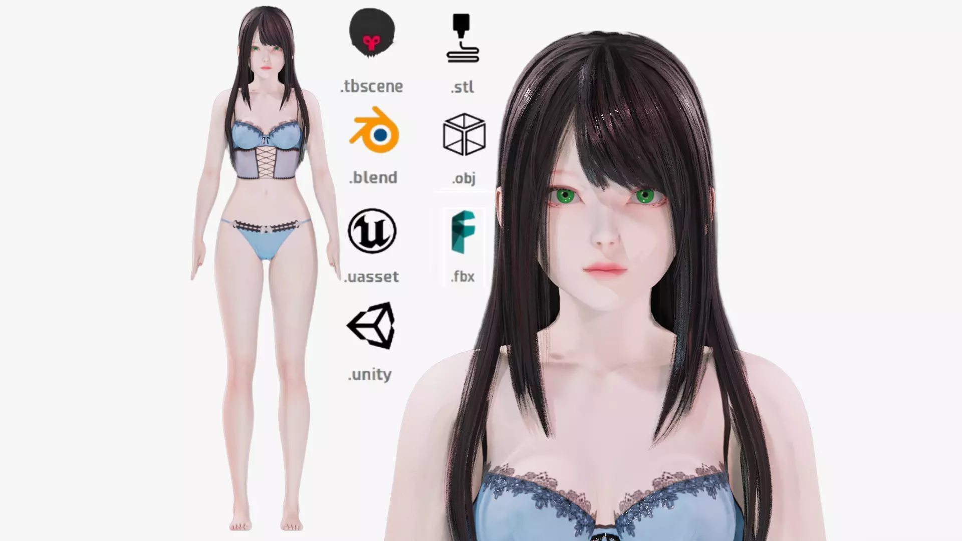 Lingerie clothes 0005 - Rig -Unreal - Unity - Blender - Animated Low-poly 3D model_0