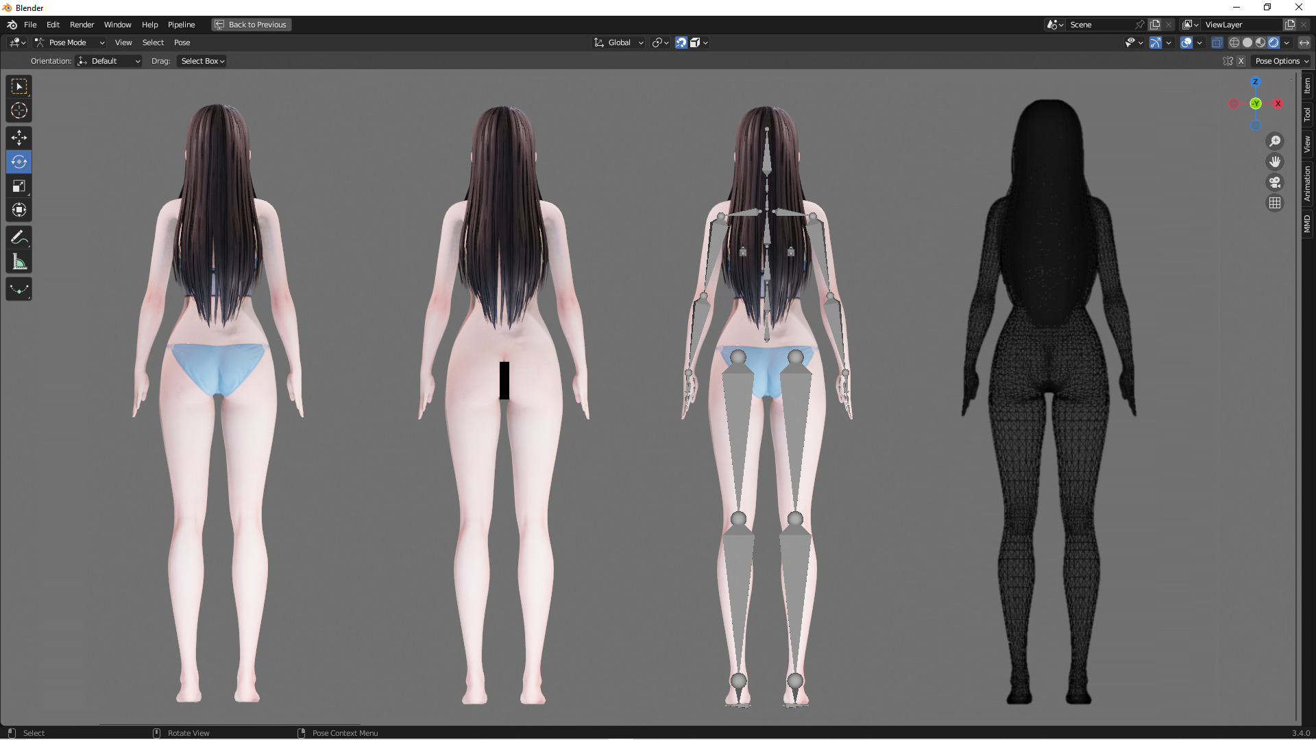 Lingerie clothes 0005 - Rig -Unreal - Unity - Blender - Animated Low-poly 3D model_4
