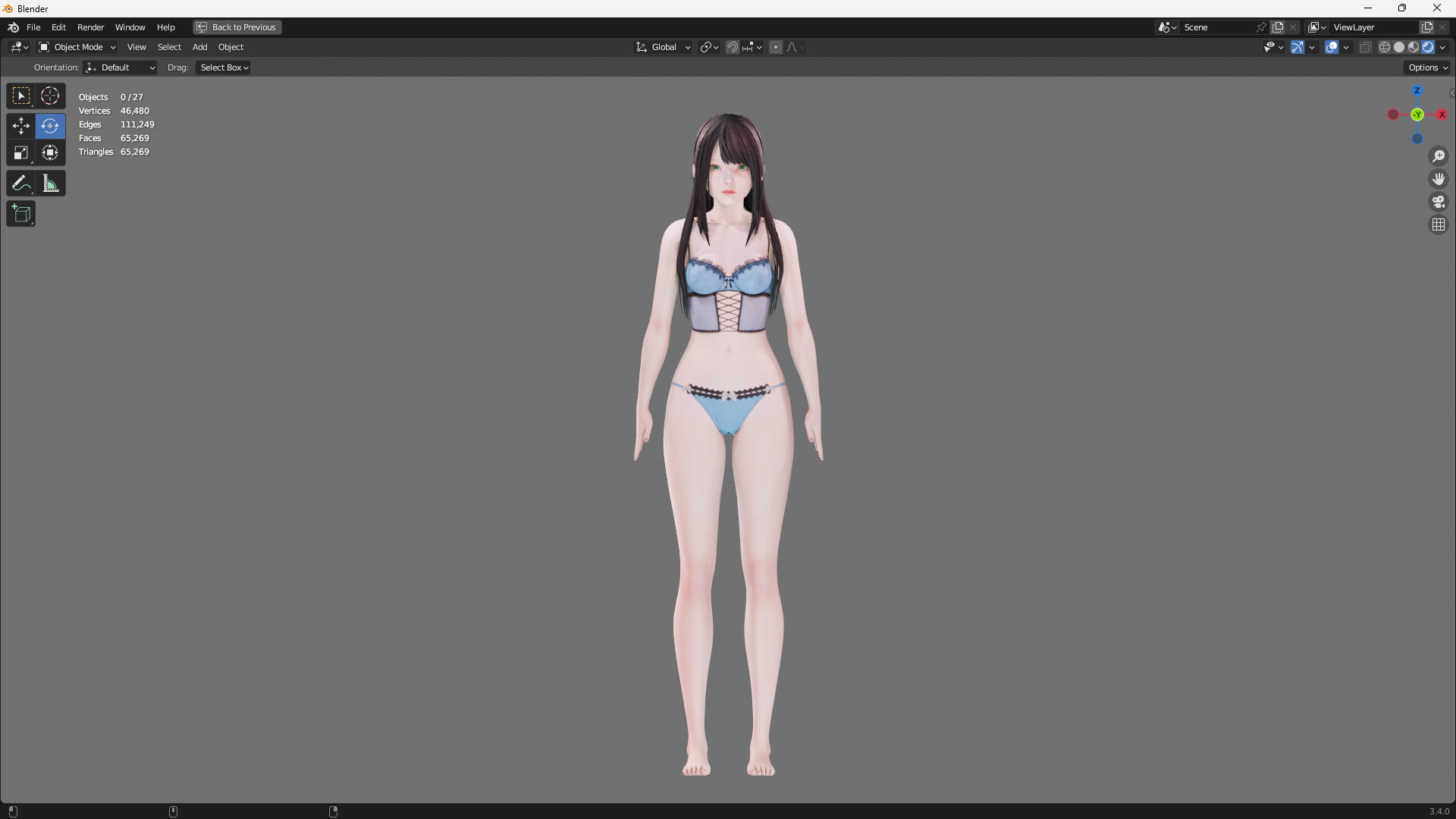 Lingerie clothes 0005 - Rig -Unreal - Unity - Blender - Animated Low-poly 3D model_7