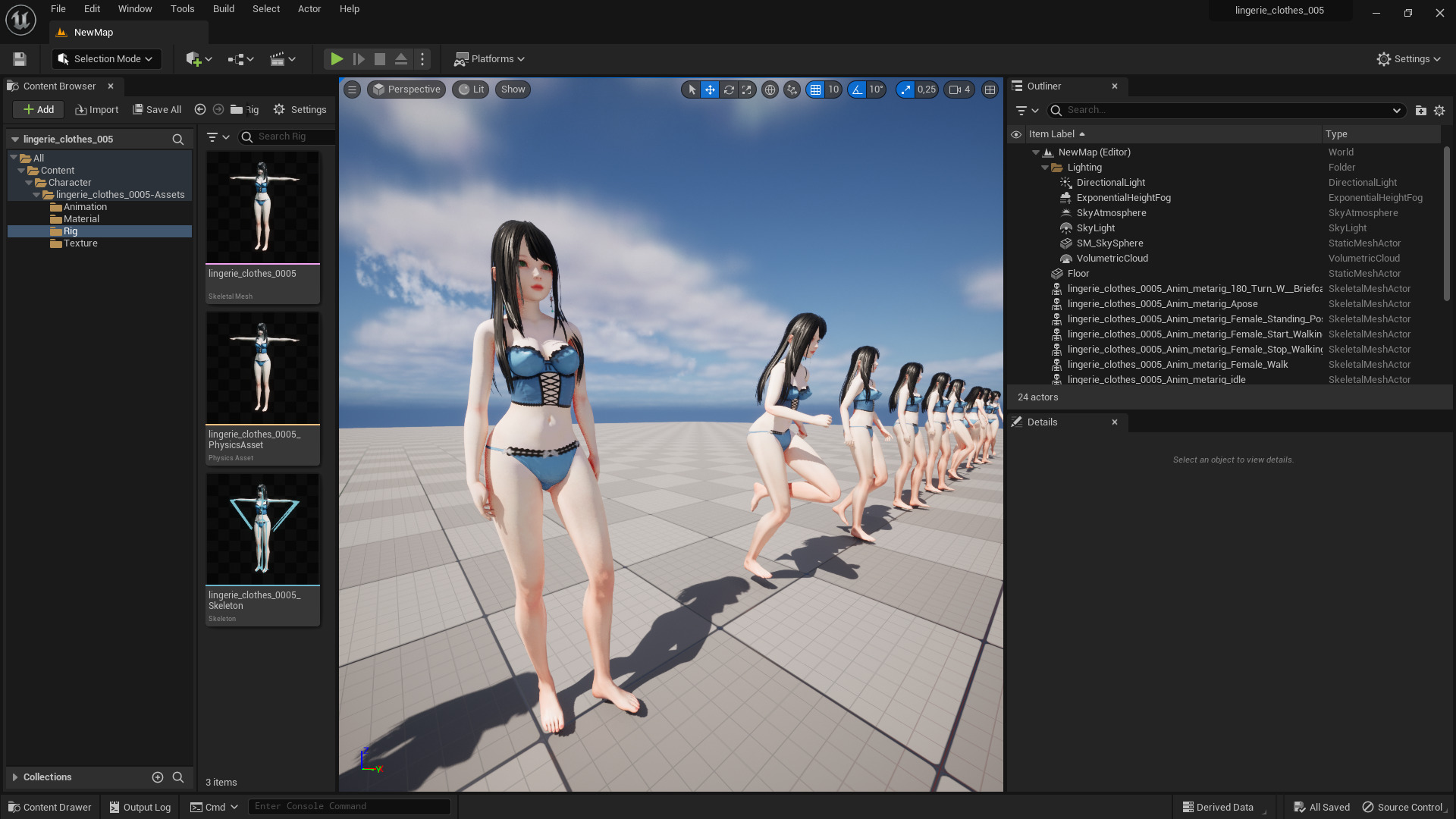 Lingerie clothes 0005 - Rig -Unreal - Unity - Blender - Animated Low-poly 3D model_8