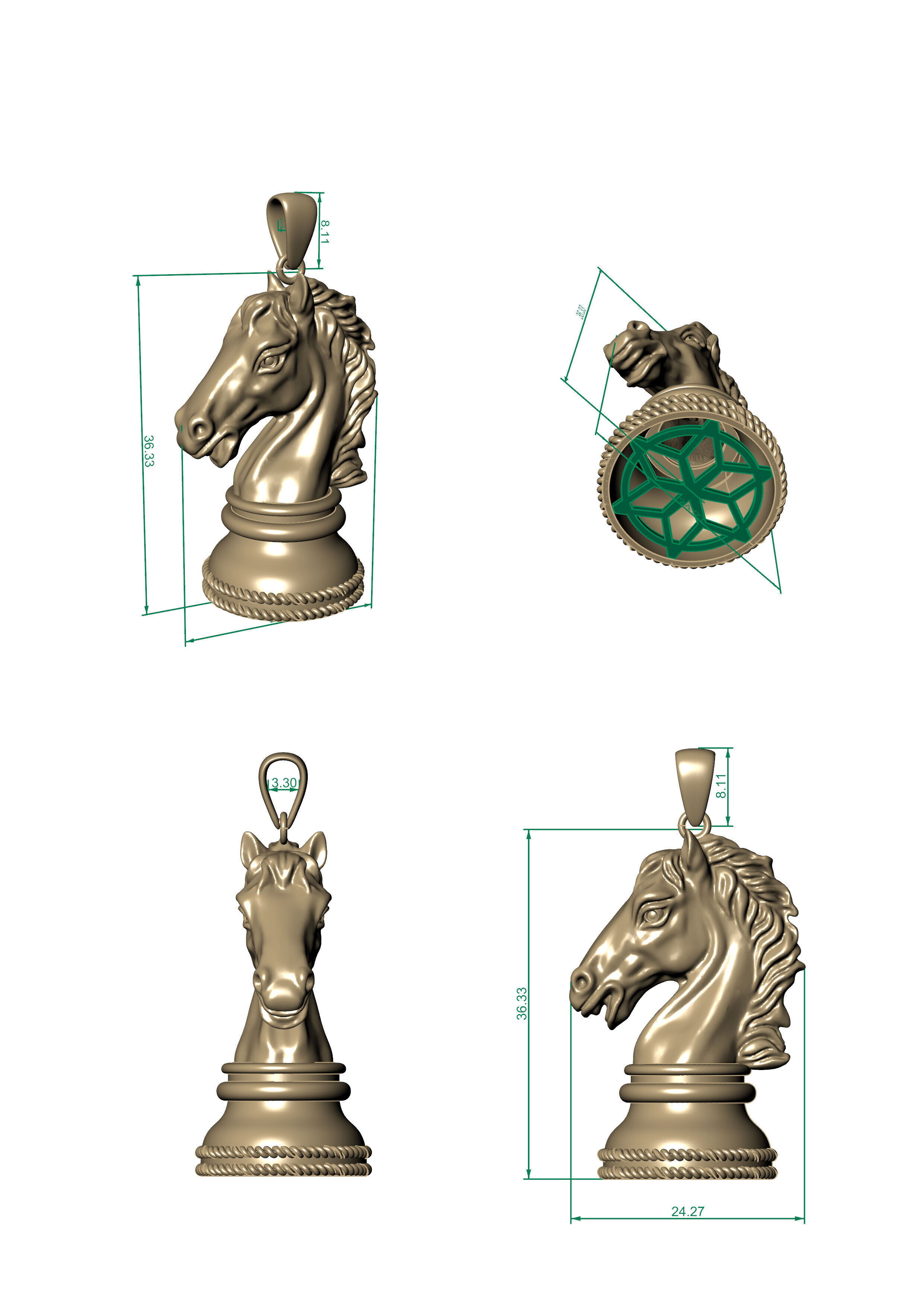 PENDANT CHESS HORSE 3D print model_1