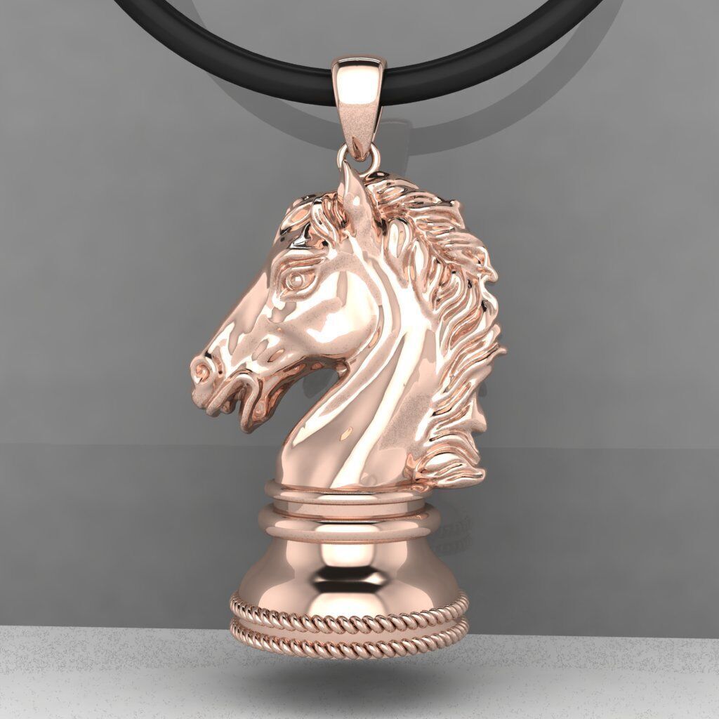 PENDANT CHESS HORSE 3D print model_4