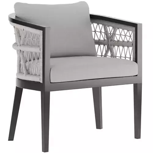 Armen Living Zella Outdoor Dining Chair in Aluminum with Light 3D model
