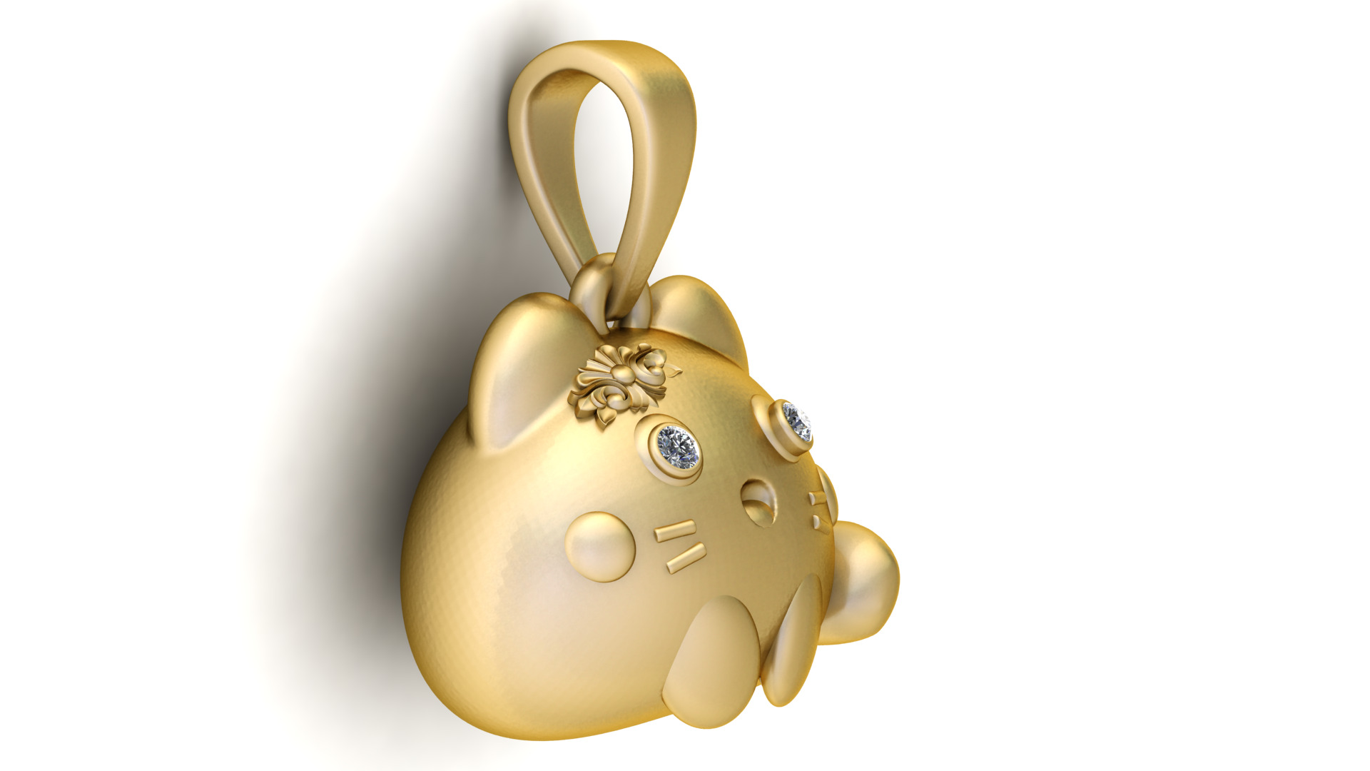 FANCY CAT DIAMOND PENDANT 3D PRINTABLE MODEL  3D print model_3