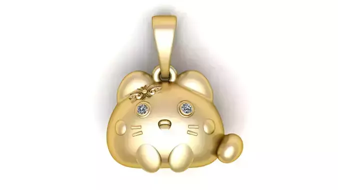 FANCY CAT DIAMOND PENDANT 3D PRINTABLE MODEL 
