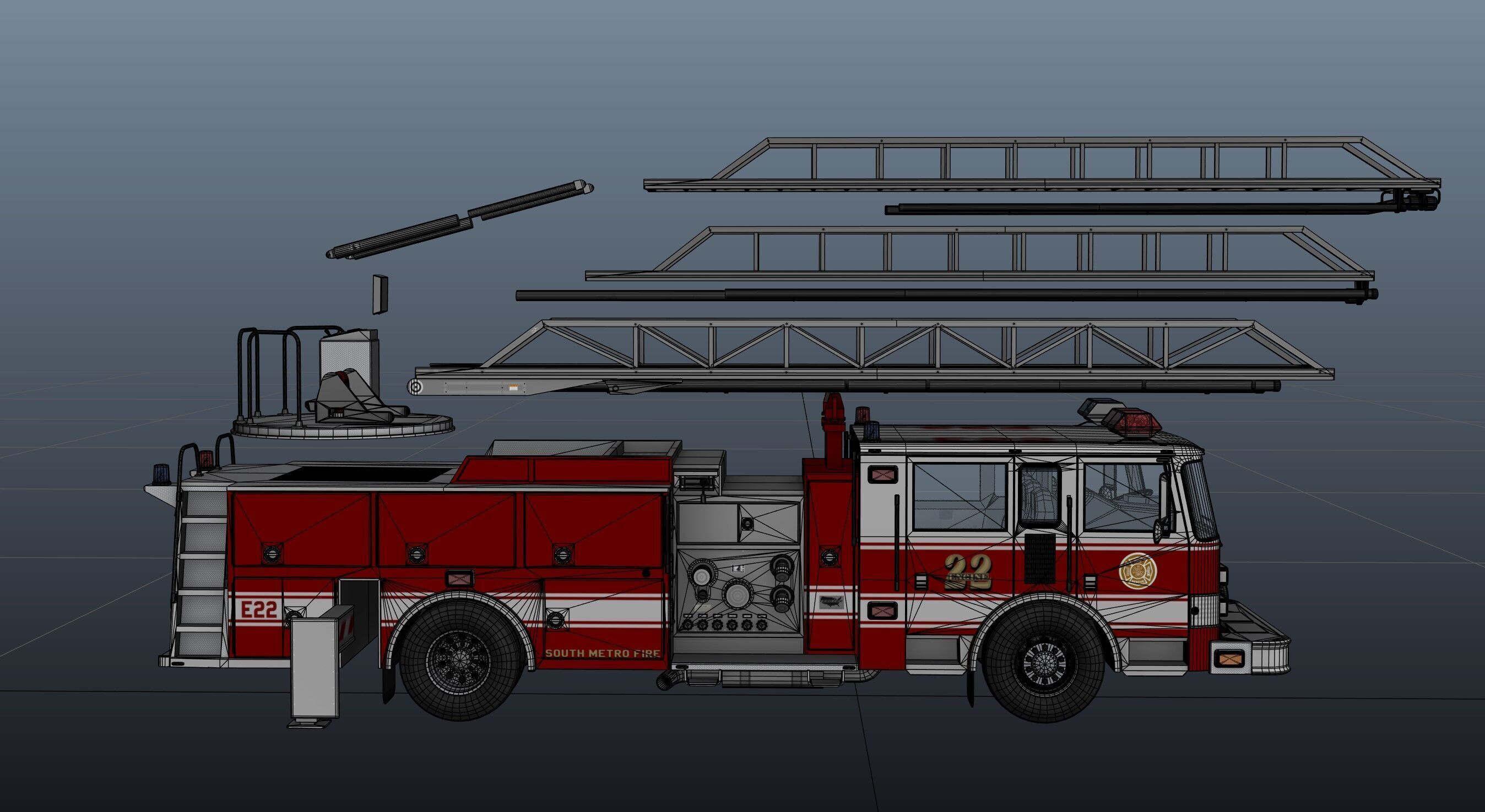 Ladder Truck 3D model_44