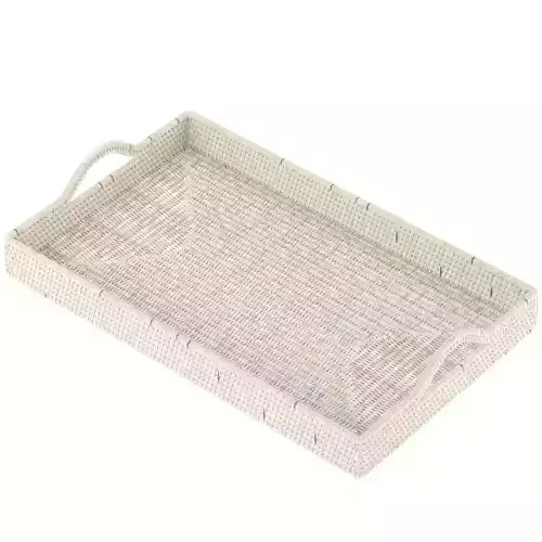 Olivia and May Cream Rattan Decorative Tray