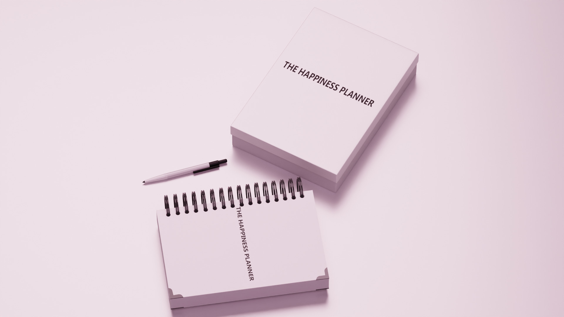 Book with box and pen 3D model_3